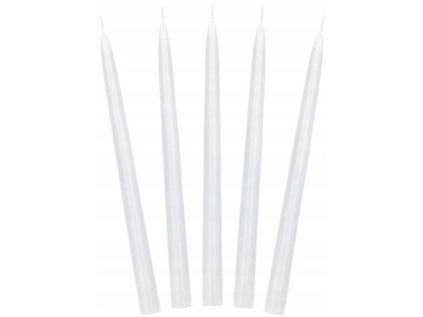 Stolové sviečky 10ks pastelové biele 24cm