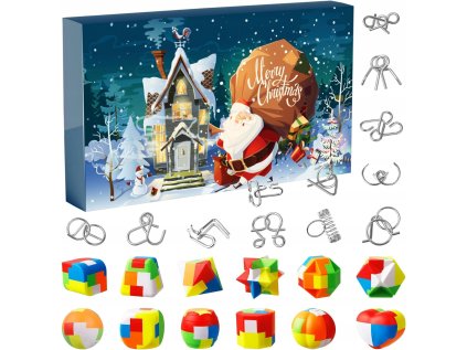 Adventný Kalendár pre Deti s Farebnými Hračkami a Senzorickými Puzzle