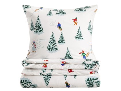 Posteľné obliečky s vianočným vzorom Zimná lyžovačka