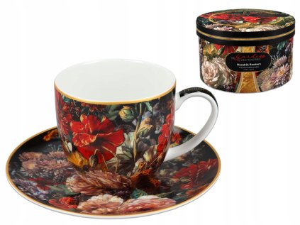 Šálka porcelánová tmavá s kvetmi Carmani 250ml