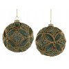 Vianočná guľa zo skla 2ks zelenej a zlatej farby 9,9cm