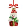 Vianočná ozdoba zo skla Snehuliak s darčekom 7cm
