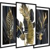 Obraz v čiernom ráme 3 dielny Zlatá kvetinová scenéria 99x43 1