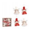 Ozdoba na stromček Anjel 4ks bielej a červenej farby 10cm 2