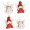 Ozdoba na stromček Anjel 4ks bielej a červenej farby 10cm