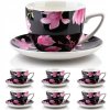 Čajová súprava pre 6 osôb Affek Design čierna s kvetmi 250ml A