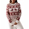Dámsky vianočný sveter so sobmi bielo červený A