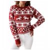 Dámsky vianočný sveter so sobmi červeno biely A