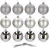 Vianočné gule 12ks striebornej farby 3