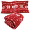 Vianočná deka s obliečkami na vankúš červená 200x150 A