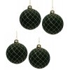 Vianočné gule zo skla 4ks smaragdové 7cm A