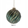 Vianočná guľa zo skla smaragdová so vzormi 8cm B