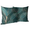 Obliečka na vankúš zelenej farby s listovým vzorom II B