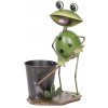 Záhradná dekorácia z plechu Žabka záhradníčka