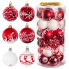 Červeno biele vianočné gule 30ks