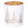 Sklenený vianočný svietnik Vianočné stromčeky biely