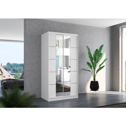 Šatní skříň s posuvnými dveřmi Nordic - 100 cm - bílá