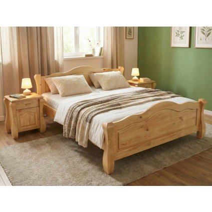 Manželská postel Ludvík - masiv borovice