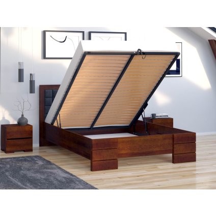 Zvýšená postel s úložným prostorem z masivu borovice Gotland