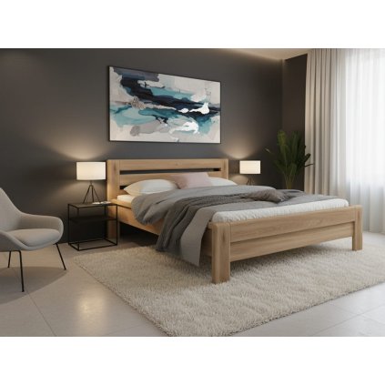 Dubová zvýšená manželská postel Dublin Supra 180x200