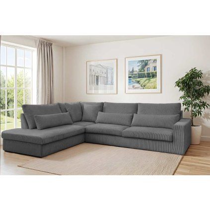 Rohová sedací souprava do L Sven - šedá