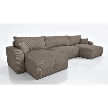 Rozkládací sedací souprava do U - Lavana XL - hnědá