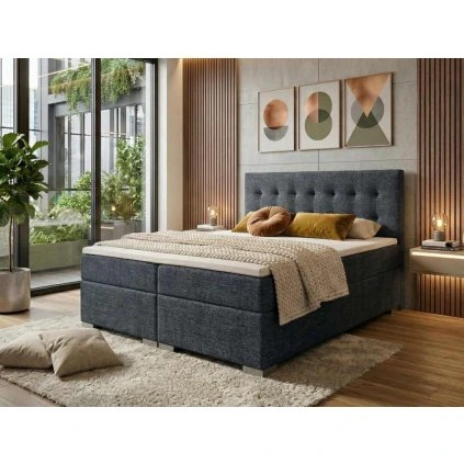 Čalouněná postel v modré látce Silver