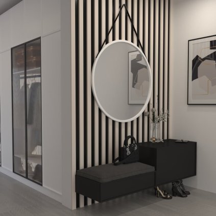 Závěsné bílé zrcadlo Grace - průměr 80 cm