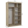 Šatní skříň s posuvnými dveřmi Bario - 120 cm - rozměry
