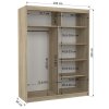 Šatní skříň s posuvnými dveřmi Kolorado - 150 cm - rozměry