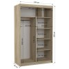 Šatní skříň s posuvnými dveřmi Renzo - 120 cm - rozměry