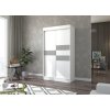 Šatní skříň s posuvnými dveřmi Batia - 120 cm bílá + šedý lacobel