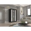 Šatní skříň s posuvnými dveřmi Keita - 120 cm černá + bílý lacobel