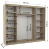 Šatní skříň s posuvnými dveřmi Denis - 250 cm - rozměry