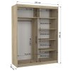Šatní skříň s posuvnými dveřmi Florest - 150 cm - rozměry