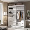 Bílá šatní skříň s posuvnými dveřmi Osgar - 180 cm vnitřní uspořádání