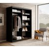 Šatní skříň s posuvnými dveřmi Delia - 160 cm černá otevřená