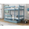 Modrá patrová postel s úložným prostorem Elegant masiv borovice
