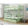 Zelená patrová postel s úložným prostorem Elegant z masivu borovice