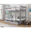 Světle šedá patrová postel s úložným prostorem Elegant masiv borovice