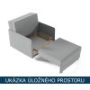 Rozkládací křeslo - úložný prostor