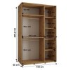 Šatní skříň se zrcadlem a posuvnými dveřmi Lanko - 150 cm rozměry