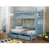 Modrá patrová postel pro tři děti 120x200