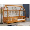 Oranžová dětská domečková postel z masivu borovice Pavel