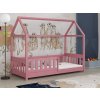 Růžová dětská postel domeček z masivu borovice Pavel