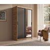 Hnědo černá šatní skříň s posuvnými dveřmi a zrcadlem Hailey - 120 cm