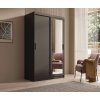 Černá šatní skříň s posuvnými dveřmi a zrcadlem Hailey - 120 cm