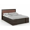 Palisanderová postel Gotland Drawers s hnědým čalouněným čelem