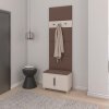 Předsíňová stěna Bianco 6 U/6 v hnědé barvě s moderním věšákem a botníkem