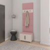 Předsíňová stěna Bianco 6 U/6 růžové panely s elegantní kombinací botníku